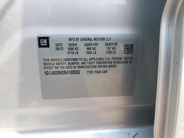 1G1JA5SH2E4103530 - 2014 CHEVROLET SONIC LS 银色 照片 12