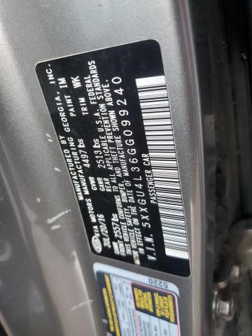 5XXGU4L36GG099240 - 2016 KIA OPTIMA EX SILVER photo 12