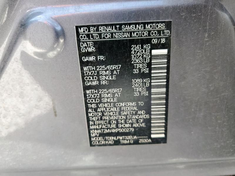 KNMAT2MV4KP500279 - 2019 NISSAN ROGUE S 灰色 照片 13