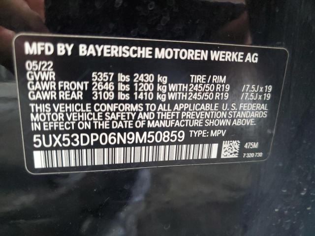 5UX53DP06N9M50859 - 2022 BMW X3 XDRIVE30I BLACK photo 13