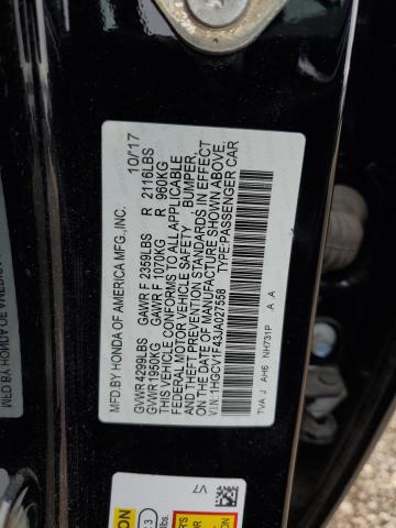 1HGCV1F43JA027558 - 2018 HONDA ACCORD EX BLACK photo 13