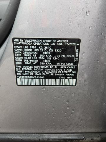 1V2JR2CA8MC513865 - 2021 VOLKSWAGEN ATLAS SE Серебристый фото 13