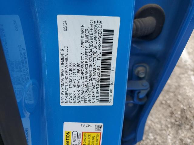 19XFL2H89RE030464 - 2024 HONDA CIVIC SPORT BLUE photo 12