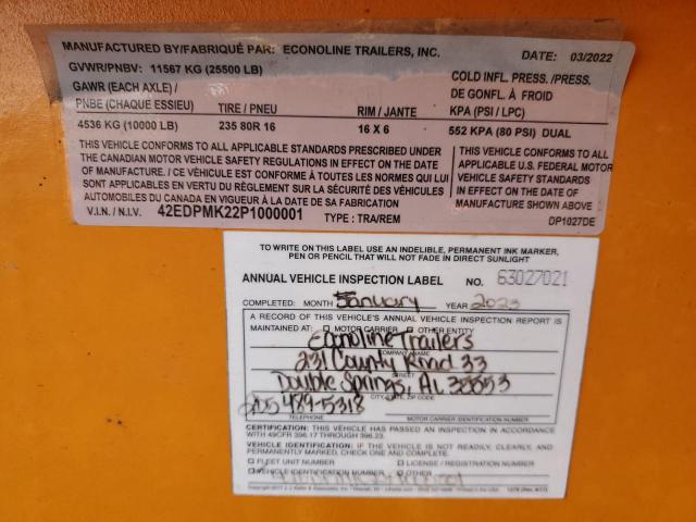 42EDPMK22P1000001 - 2023 UTILITY TRAILER ORANGE photo 10