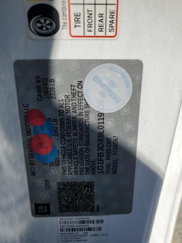 1G1FB3DX5L0119530 - 2020 CHEVROLET CAMARO LS WHITE photo 12