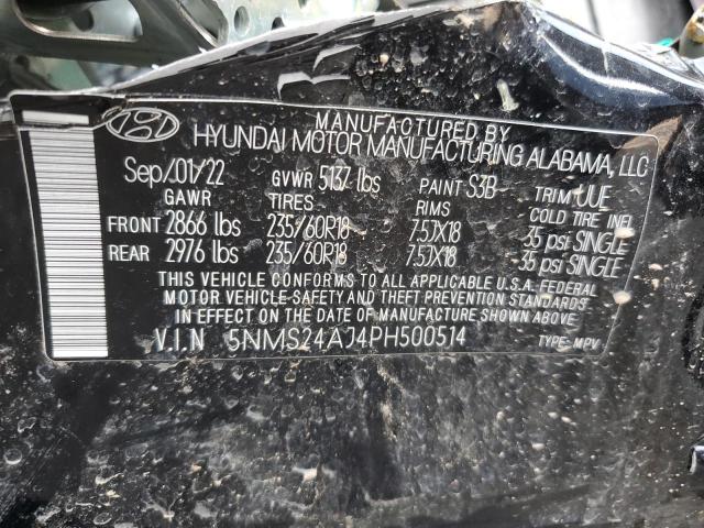 5NMS24AJ4PH500514 - 2023 HYUNDAI SANTA FE SEL BLACK photo 12