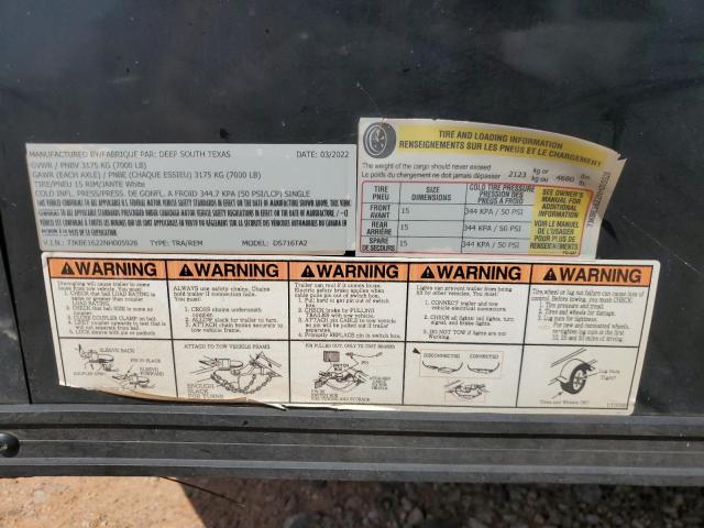 7JKBE1622NH005928 - 2022 UTILITY TRAILER BLACK photo 10