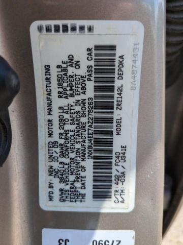 1NXBU4EE7AZ278263 - 2010 TOYOTA COROLLA BASE GOLD photo 12