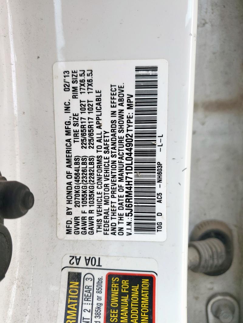 5J6RM4H71DL044902 - 2013 HONDA CR-V EXL WHITE photo 14