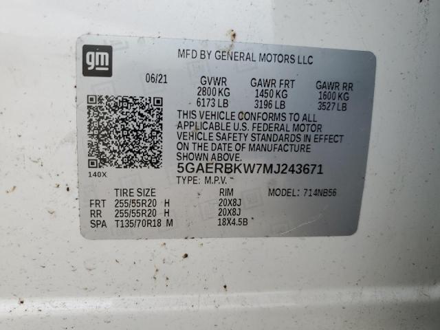5GAERBKW7MJ243671 - 2021 BUICK ENCLAVE ESSENCE Ağ foto 14
