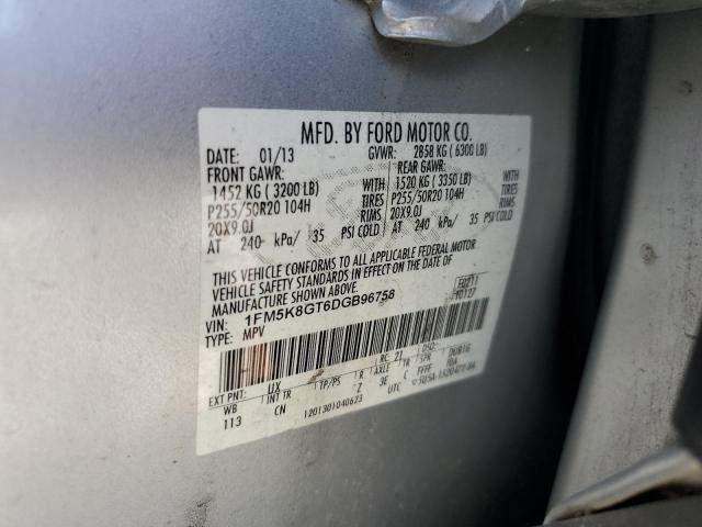 1FM5K8GT6DGB96758 - 2013 FORD EXPLORER SPORT Gümüş foto 13