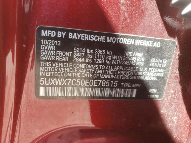 5UXWX7C50E0E78515 - 2014 BMW X3 XDRIVE35I RED photo 12