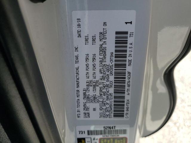 5TFSZ5AN5KX172105 - 2019 TOYOTA TACOMA ACCESS CAB Սպիտակ լուսանկար 12