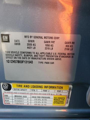 1G1ZH57B69F131943 - 2009 CHEVROLET MALIBU 1LT 蓝色 照片 12