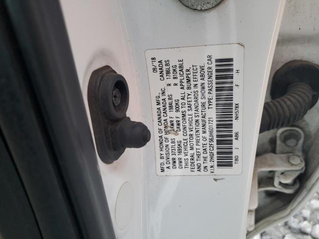 2HGFC2F56JH601721 - 2018 HONDA CIVIC LX WHITE photo 12