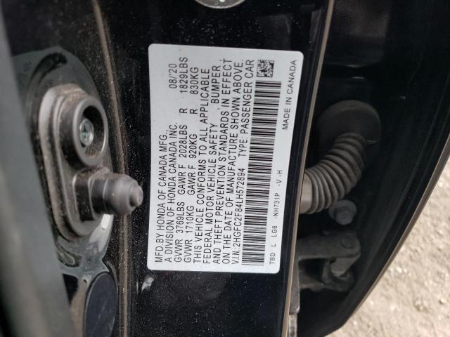 2HGFC2F84LH572894 - 2020 HONDA CIVIC SPORT 黑色 照片 12