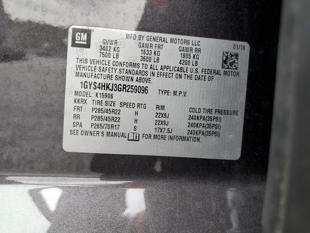 1GYS4HKJ3GR259096 - 2016 CADILLAC ESCALADE ESV LUXURY CHARCOAL photo 14