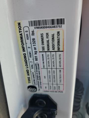 1FM5K8D84GGA83752 - 2016 FORD EXPLORER XLT 白色 照片 14