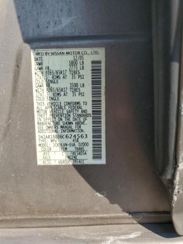 5N1AR18U36C624563 - 2006 NISSAN PATHFINDER LE 米色 照片 13