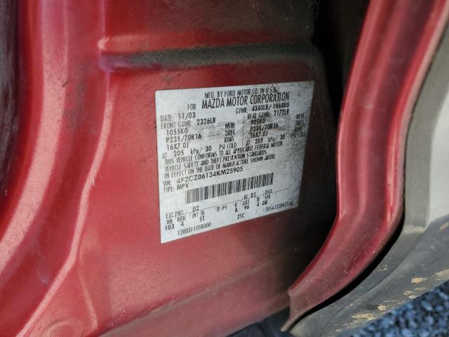 4F2CZ06134KM25905 - 2004 MAZDA TRIBUTE ES 红色 照片 12