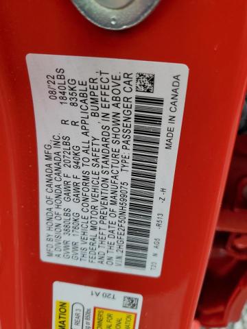 2HGFE2F50NH599075 - 2022 HONDA CIVIC SPORT 红色 照片 13