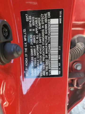 SHHFK7H44HU224484 - 2017 HONDA CIVIC SPORT 红色 照片 12