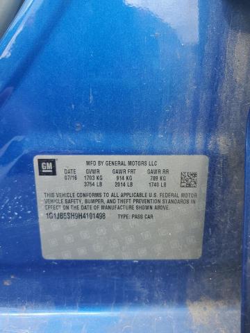 1G1JB5SH9H4101498 - 2017 CHEVROLET SONIC LS BLUE photo 12