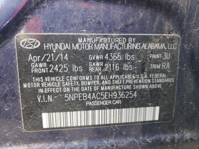 5NPEB4AC5EH936254 - 2014 HYUNDAI SONATA GLS BLUE photo 12