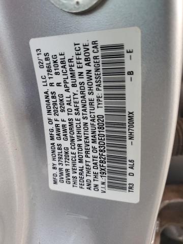 19XFB2F83DE018020 - 2013 HONDA CIVIC EX GRAY photo 12