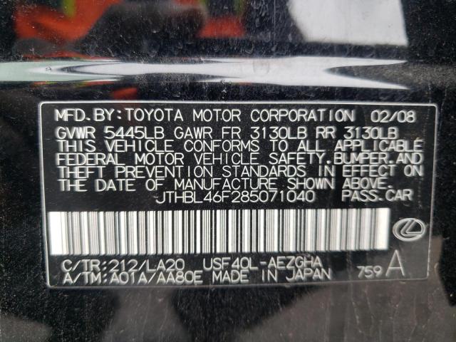 JTHBL46F285071040 - 2008 LEXUS LS 460 BLACK photo 13