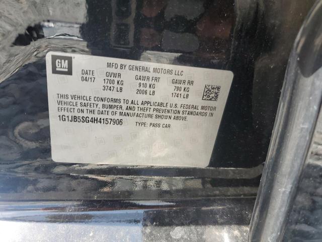 1G1JB5SG4H4157906 - 2017 CHEVROLET SONIC LS BLACK photo 12