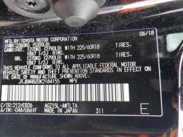 JTJBARBZ0K2184155 - 2019 LEXUS NX 300 BASE შავი ფოტო 13