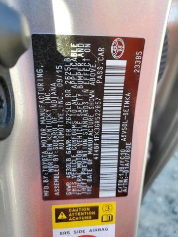 4T4BF1FK3GR522857 - 2016 TOYOTA CAMRY LE SILVER photo 12