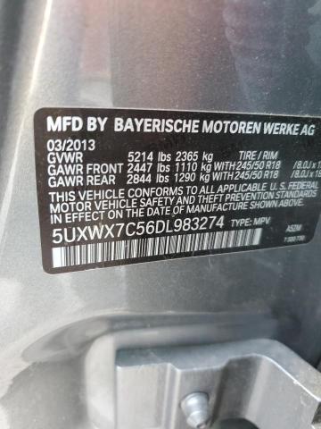 5UXWX7C56DL983274 - 2013 BMW X3 XDRIVE35I GRAY photo 12