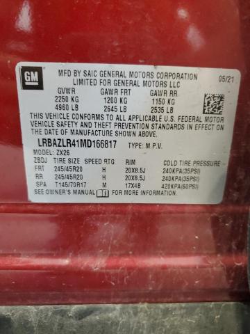 LRBAZLR41MD166817 - 2021 BUICK ENVISION PREFERRED RED photo 14