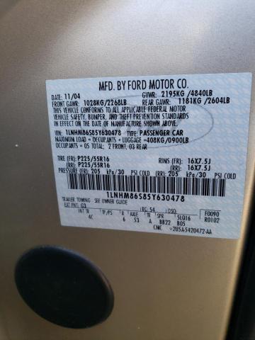 1LNHM86S85Y630478 - 2005 LINCOLN LS 金色 照片 12