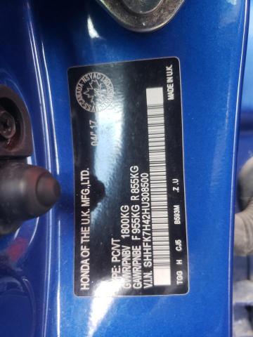 SHHFK7H42HU308500 - 2017 HONDA CIVIC SPORT 蓝色 照片 13