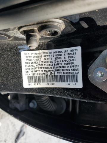 19XFC1F32KE015344 - 2019 HONDA CIVIC EX BLACK photo 12