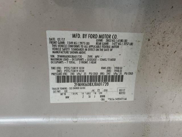 2FMHK6D8XJBA01720 - 2018 FORD FLEX LIMITED SILVER photo 14