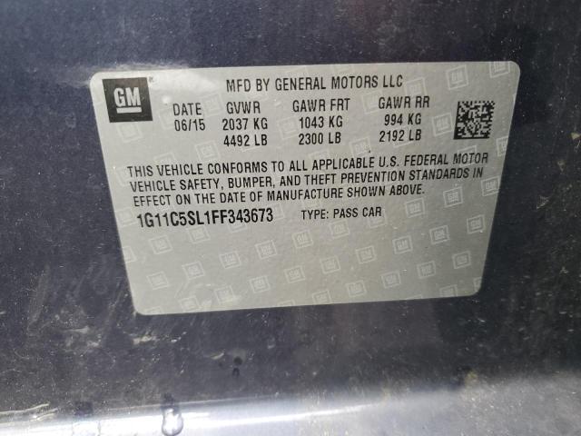 1G11C5SL1FF343673 - 2015 CHEVROLET MALIBU 1LT 蓝色 照片 12