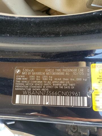 WBANN73566CN02961 - 2006 BMW 530 XIT BLUE photo 13