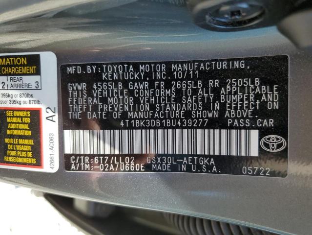 4T1BK3DB1BU439277 - 2011 TOYOTA AVALON BASE 灰色 照片 12