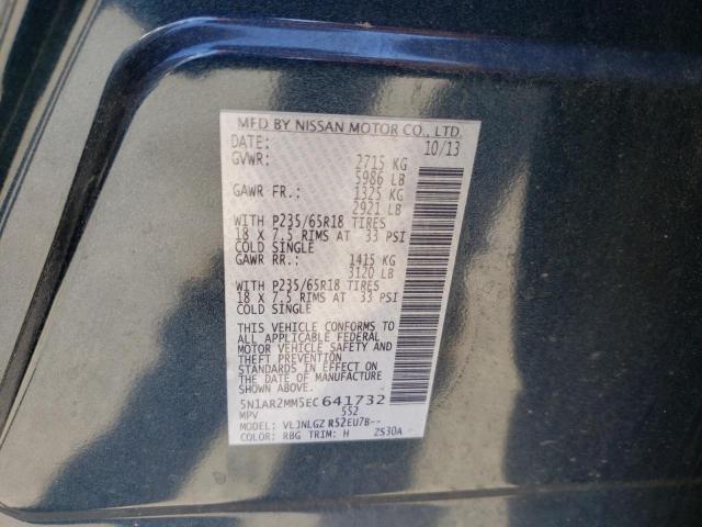 5N1AR2MM5EC641732 - 2014 NISSAN PATHFINDER S 蓝色 照片 10