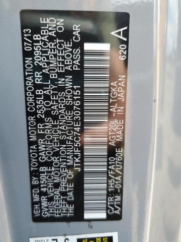 JTKJF5C74E3076151 - 2014 TOYOTA SCION TC GRAY photo 12