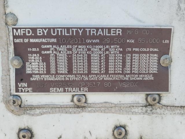 1UYVS2532CP351780 - 2012 UTILITY TRAILER WHITE photo 10