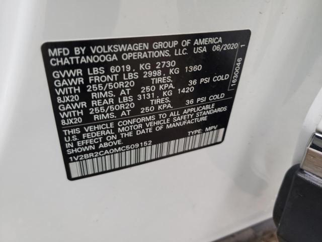 1V2BR2CA0MC509152 - 2021 VOLKSWAGEN ATLAS SEL WHITE photo 13