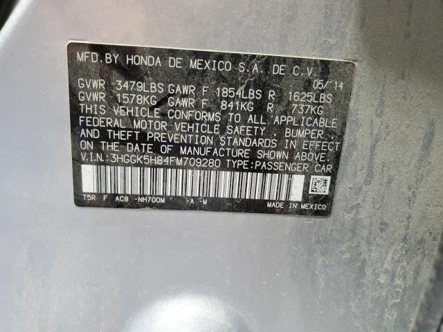 3HGGK5H84FM709280 - 2015 HONDA FIT EX ვერცხლისფერი ფოტო 12