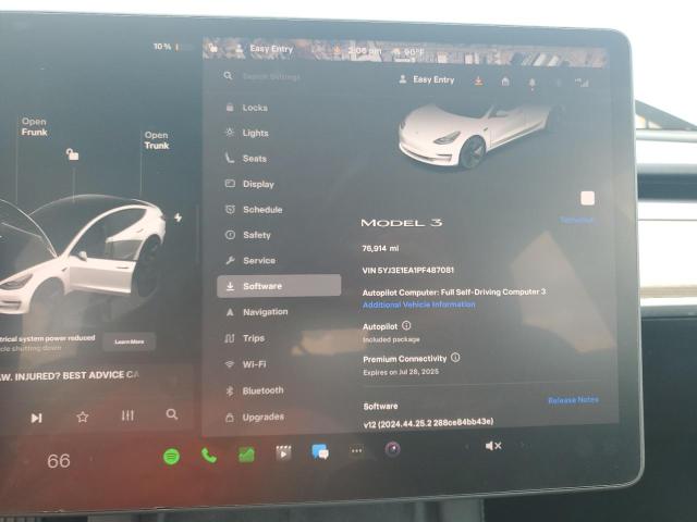 5YJ3E1EA1PF487081 - 2023 TESLA MODEL 3 WHITE photo 9