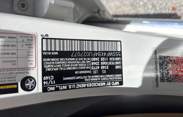 55SWF4KB4FU027077 - 2015 MERCEDES-BENZ C 300 4MATIC WHITE photo 10