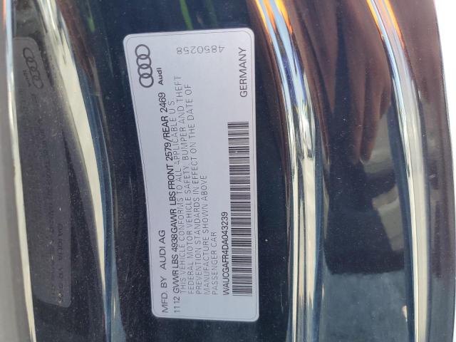 WAUCGAFR4DA043239 - 2013 AUDI S5 PREMIUM PLUS Սև լուսանկար 12
